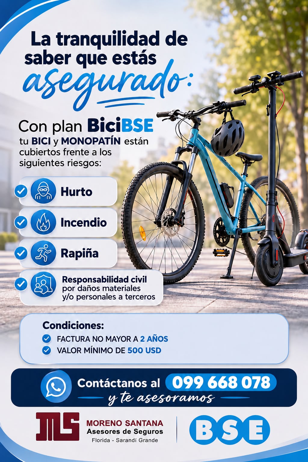 TU BICI Y MONOPATIN TAMBIEN NECESITAN ESTAR ASEGURADOS